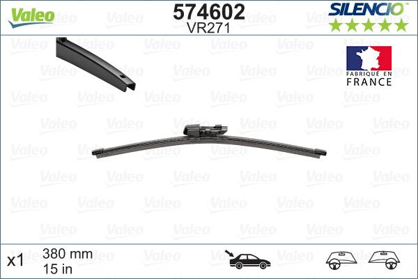 Valeo 574602 - Щетка стеклоочистителя б/к зад 380 мм VW Touareg/Tiguan autosila-amz.com