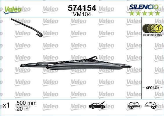 Valeo 574154 - 500ММ 1 ШТ КАРКАСН. (VM104) SILENCIO PERFORMANCE SPOILER autosila-amz.com