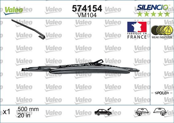 Valeo 574154 - 500ММ 1 ШТ КАРКАСН. (VM104) SILENCIO PERFORMANCE SPOILER autosila-amz.com