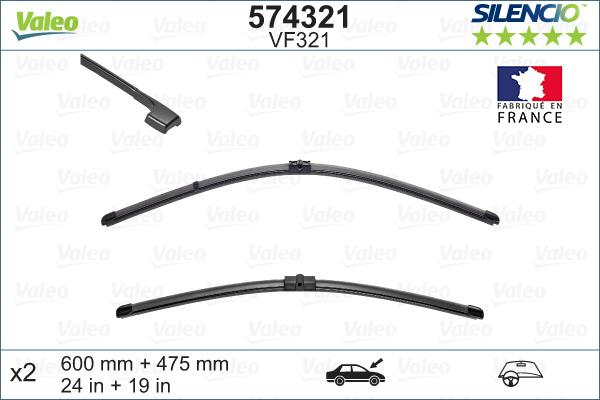 Valeo 574321 - 3 397 007 072=SWF119 312 !щетки плоск. к-т\ 600/24Spoiler + 475/19 BMW 3 E90/E91 all 05> autosila-amz.com