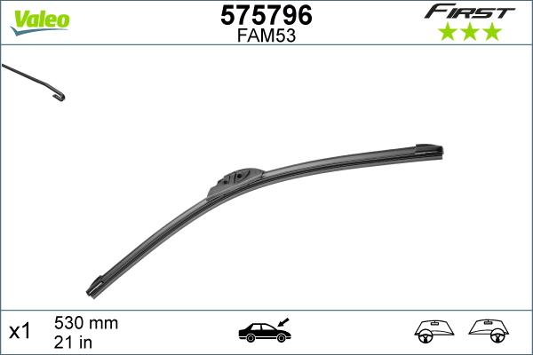 Valeo 575796 - Стеклоочистители VALEO 575796 First Pyramid бескаркасные VFAM53 Франция 1/10 шт. autosila-amz.com