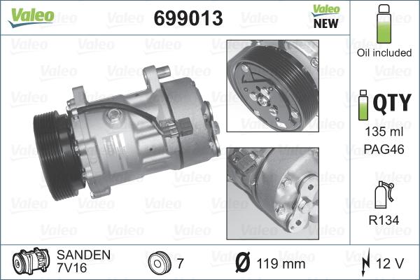 Valeo 699013 - Компрессор кондиционера autosila-amz.com