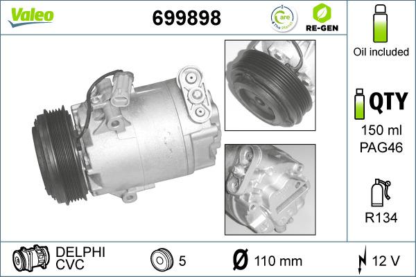 Valeo 699898 - Компрессор кондиционера autosila-amz.com