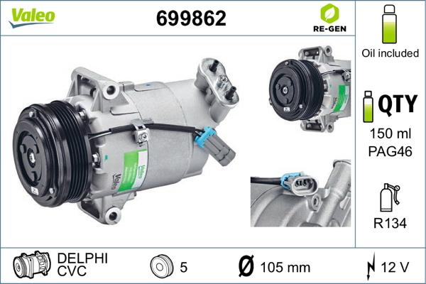 Valeo 699862 - Компрессор кондиционера autosila-amz.com