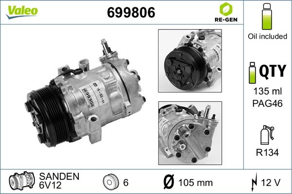 Valeo 699806 - Компрессор кондиционера autosila-amz.com