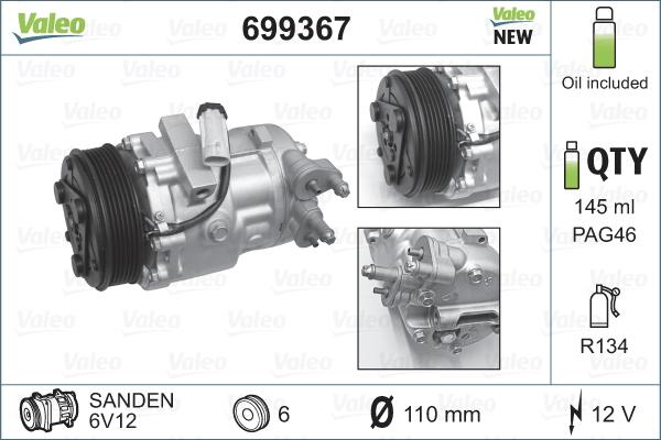 Valeo 699367 - Компрессор кондиционера autosila-amz.com