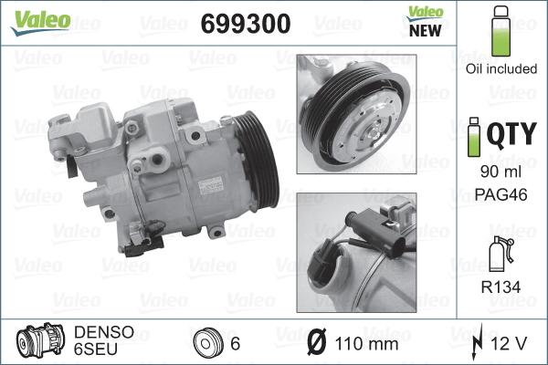 Valeo 699300 - Компрессор, кондиционер autosila-amz.com