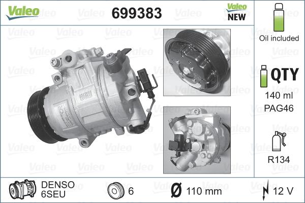 Valeo 699383 - Компрессор кондиционера autosila-amz.com