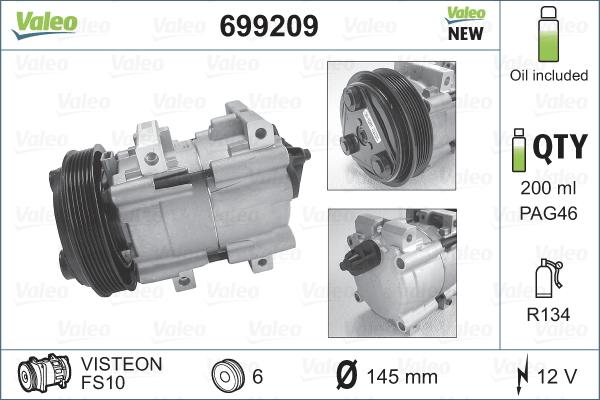 Valeo 699209 - Компрессор кондиционера autosila-amz.com