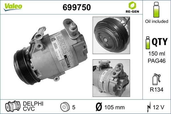 Valeo 699750 - Компрессор кондиционера autosila-amz.com