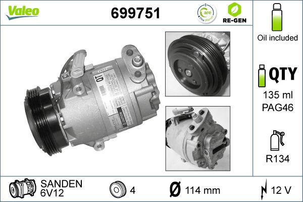 Valeo 699751 - Компрессор кондиционера autosila-amz.com