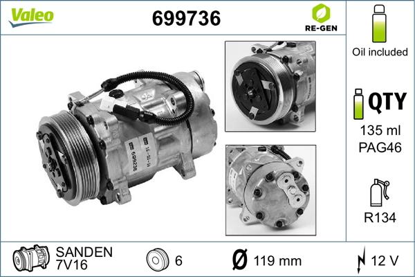 Valeo 699736 - Компрессор кондиционера autosila-amz.com