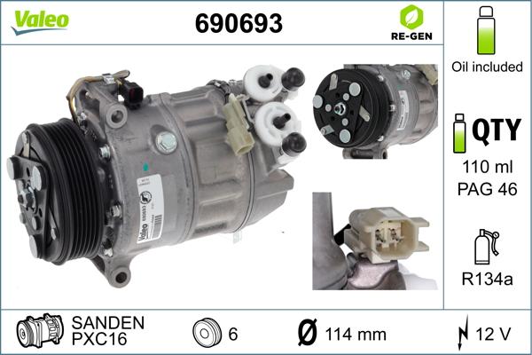 Valeo 690693 - Компрессор кондиционера autosila-amz.com