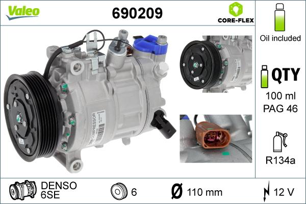 Valeo 690209 - Компрессор кондиционера autosila-amz.com