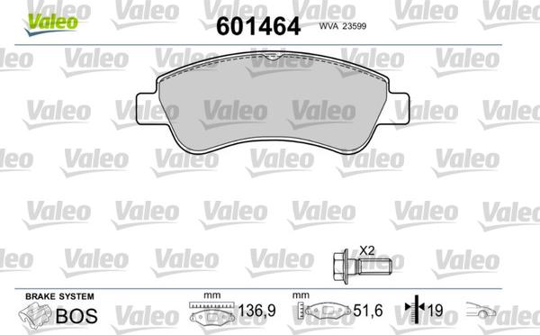Valeo 601464 - Тормозные колодки, дисковые, комплект autosila-amz.com