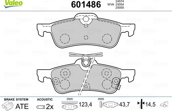 Valeo 601486 - Тормозные колодки, дисковые, комплект autosila-amz.com