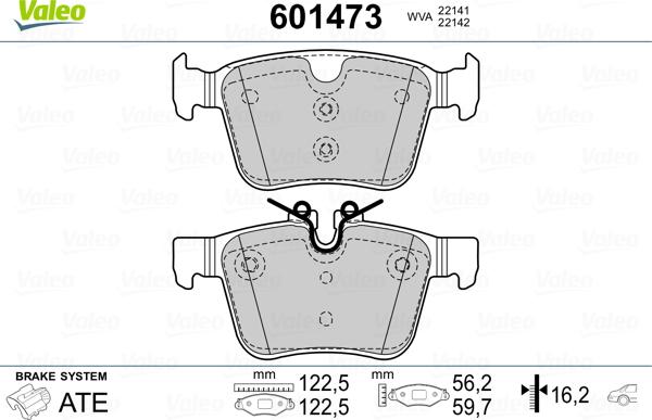 Valeo 601473 - Тормозные колодки, дисковые, комплект autosila-amz.com