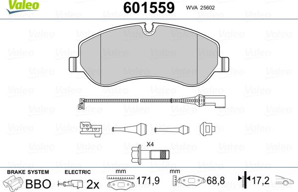 Valeo 601559 - Тормозные колодки, дисковые, комплект autosila-amz.com