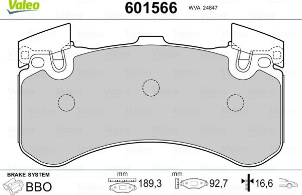 Valeo 601566 - Тормозные колодки, дисковые, комплект autosila-amz.com