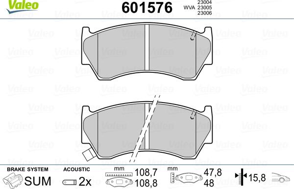 Valeo 601576 - Тормозные колодки, дисковые, комплект autosila-amz.com