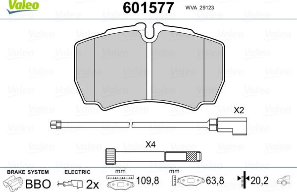 Valeo 601577 - Тормозные колодки, дисковые, комплект autosila-amz.com