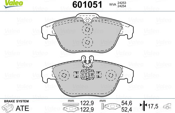 Valeo 601051 - Тормозные колодки, дисковые, комплект autosila-amz.com