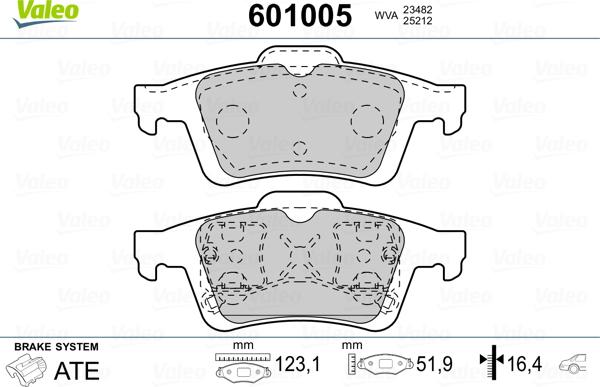 Valeo 601005 - Тормозные колодки, дисковые, комплект autosila-amz.com