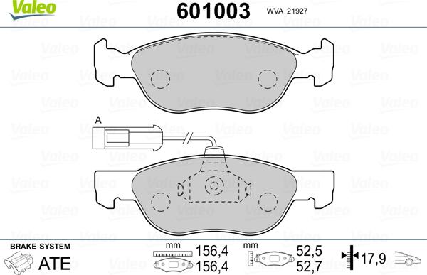 Valeo 601003 - Тормозные колодки, дисковые, комплект autosila-amz.com