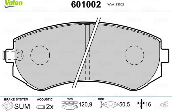 Valeo 601002 - Тормозные колодки, дисковые, комплект autosila-amz.com