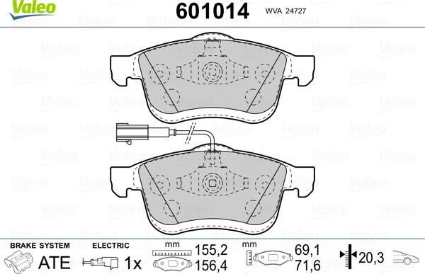 Valeo 601014 - Тормозные колодки, дисковые, комплект autosila-amz.com