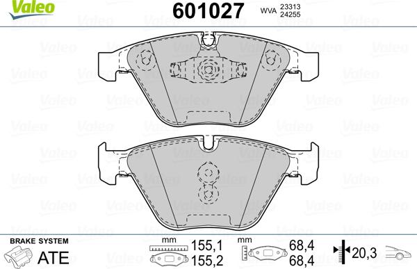 Valeo 601027 - Тормозные колодки, дисковые, комплект autosila-amz.com