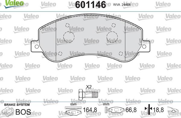 Valeo 601146 - Тормозные колодки, дисковые, комплект autosila-amz.com