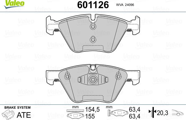 Valeo 601126 - Тормозные колодки, дисковые, комплект autosila-amz.com