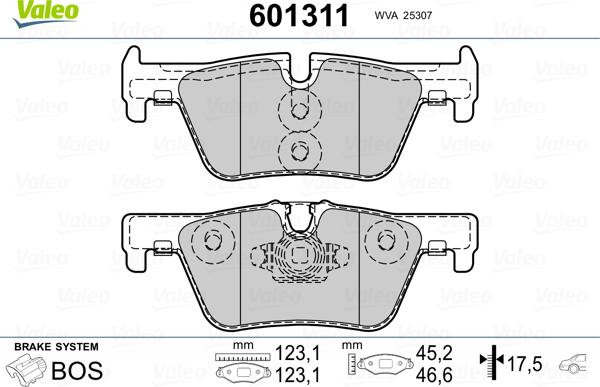 Valeo 601311 - Тормозные колодки, дисковые, комплект autosila-amz.com