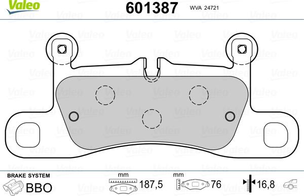 Valeo 601387 - Тормозные колодки, дисковые, комплект autosila-amz.com