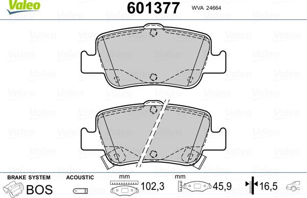 Valeo 601377 - Тормозные колодки, дисковые, комплект autosila-amz.com