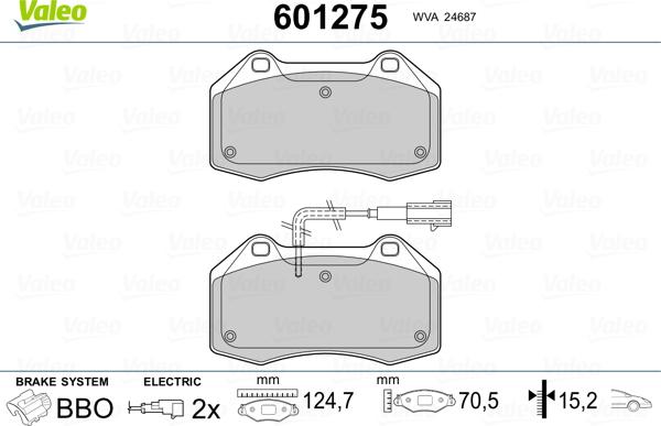 Valeo 601275 - Тормозные колодки, дисковые, комплект autosila-amz.com