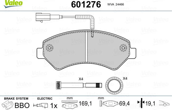 Valeo 601276 - Тормозные колодки, дисковые, комплект autosila-amz.com