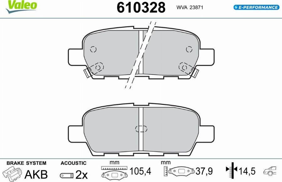 Valeo 610328 - Тормозные колодки, дисковые, комплект autosila-amz.com