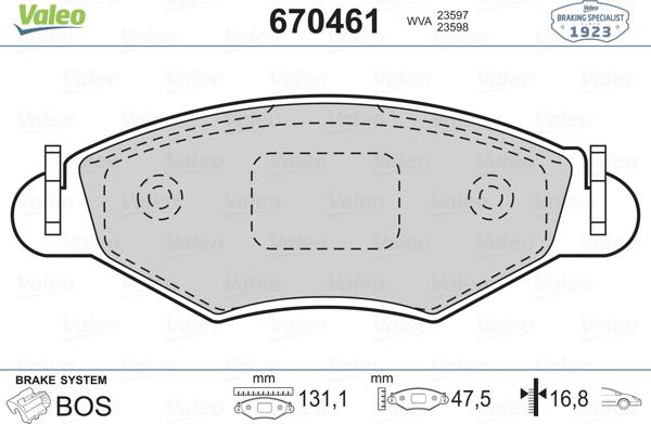 Valeo 670461 - Тормозные колодки, дисковые, комплект autosila-amz.com