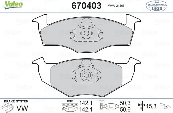 Valeo 670403 - Тормозные колодки, дисковые, комплект autosila-amz.com