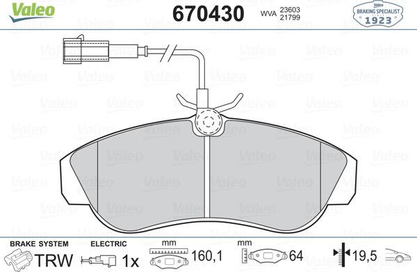 Valeo 670430 - Тормозные колодки, дисковые, комплект autosila-amz.com