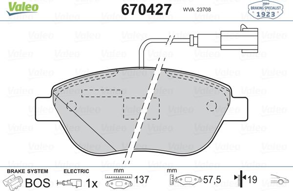 Valeo 670427 - Тормозные колодки, дисковые, комплект autosila-amz.com