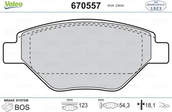 Valeo 670557 - Тормозные колодки, дисковые, комплект autosila-amz.com