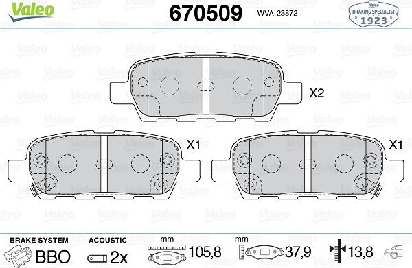 Valeo 670509 - Тормозные колодки, дисковые, комплект autosila-amz.com