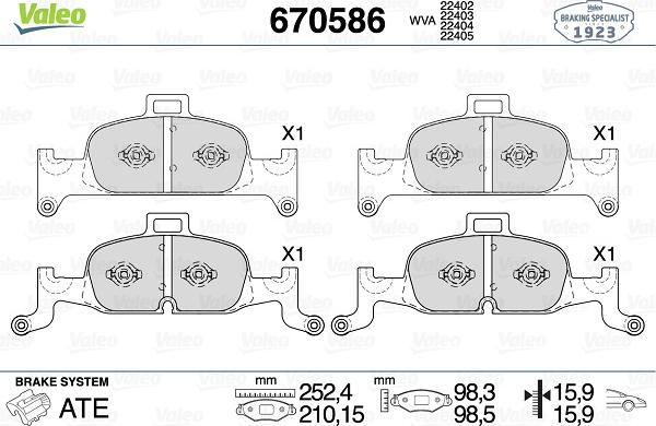 Valeo 670586 - Тормозные колодки, дисковые, комплект autosila-amz.com