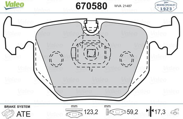 Valeo 670580 - Тормозные колодки, дисковые, комплект autosila-amz.com