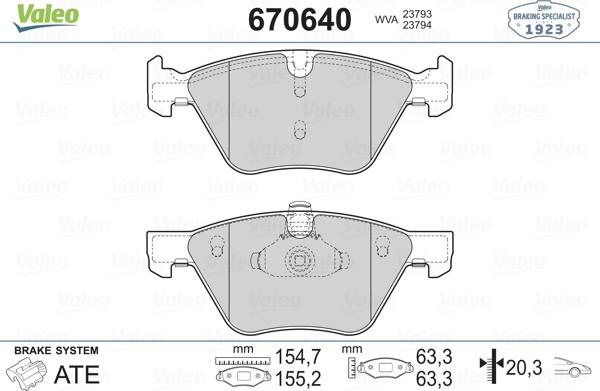 Valeo 670640 - Тормозные колодки, дисковые, комплект autosila-amz.com