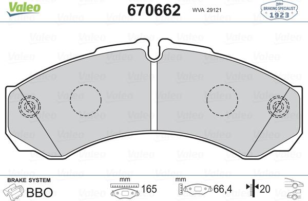 Valeo 670662 - Тормозные колодки, дисковые, комплект autosila-amz.com