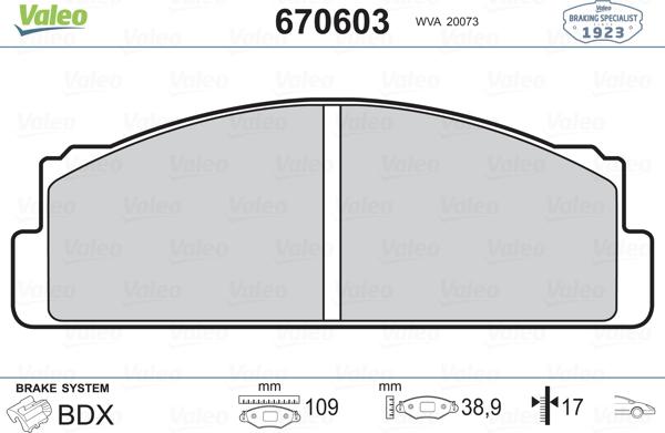 Valeo 670603 - Тормозные колодки, дисковые, комплект autosila-amz.com